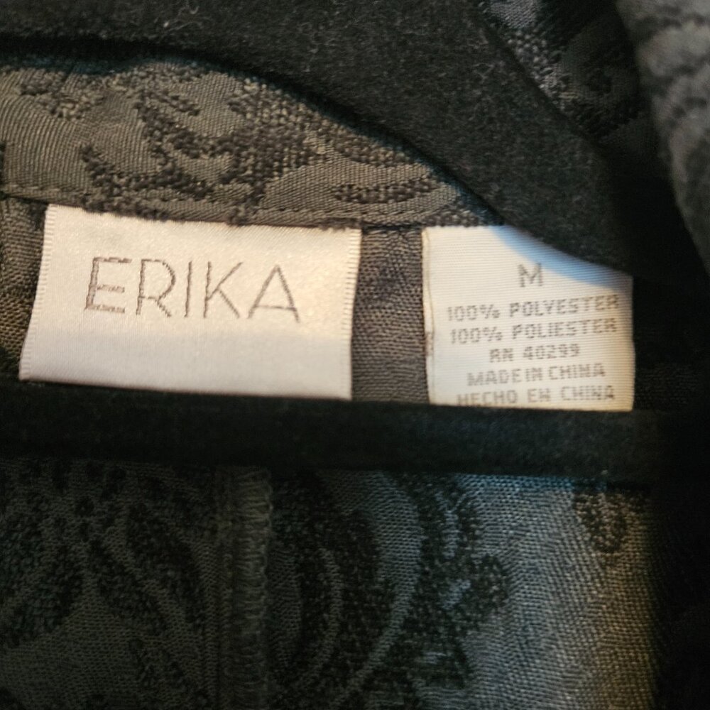 Vintage Erika Baroque Damask Pattern Green 3 Button Blazer Jacket Size Medium - Picture 8 of 10